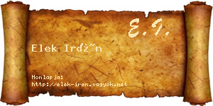 Elek Irén névjegykártya